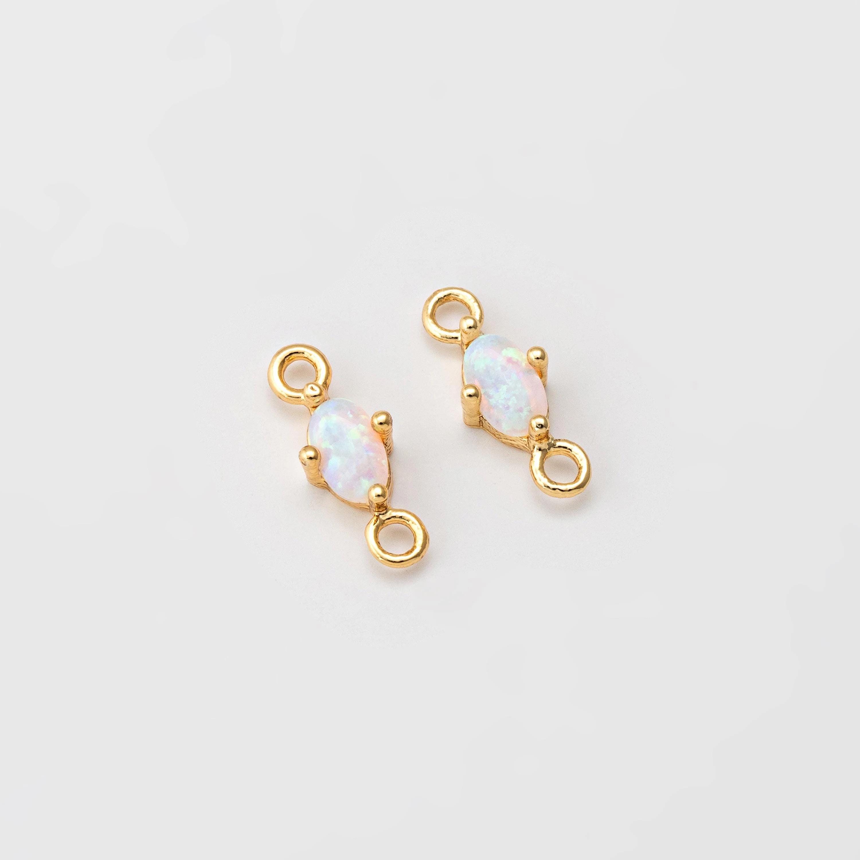 1PC - Tiny Oval Opal Dangle Connector, Mini Oval Shape Opal Connector ...