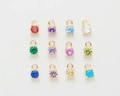 2PCS - 3mm CZ-Birthstone Charm, 3mm CZ Birthstone Pendant, Personalized Jewelry, Gift for Mom, Real 14K Gold Plated [P1250-PG] product logo