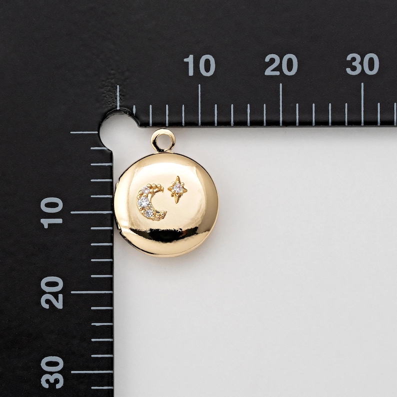 1PC - Starry Night Photo Locket Pendant, Moon Star CZ Locket Dangle ...
