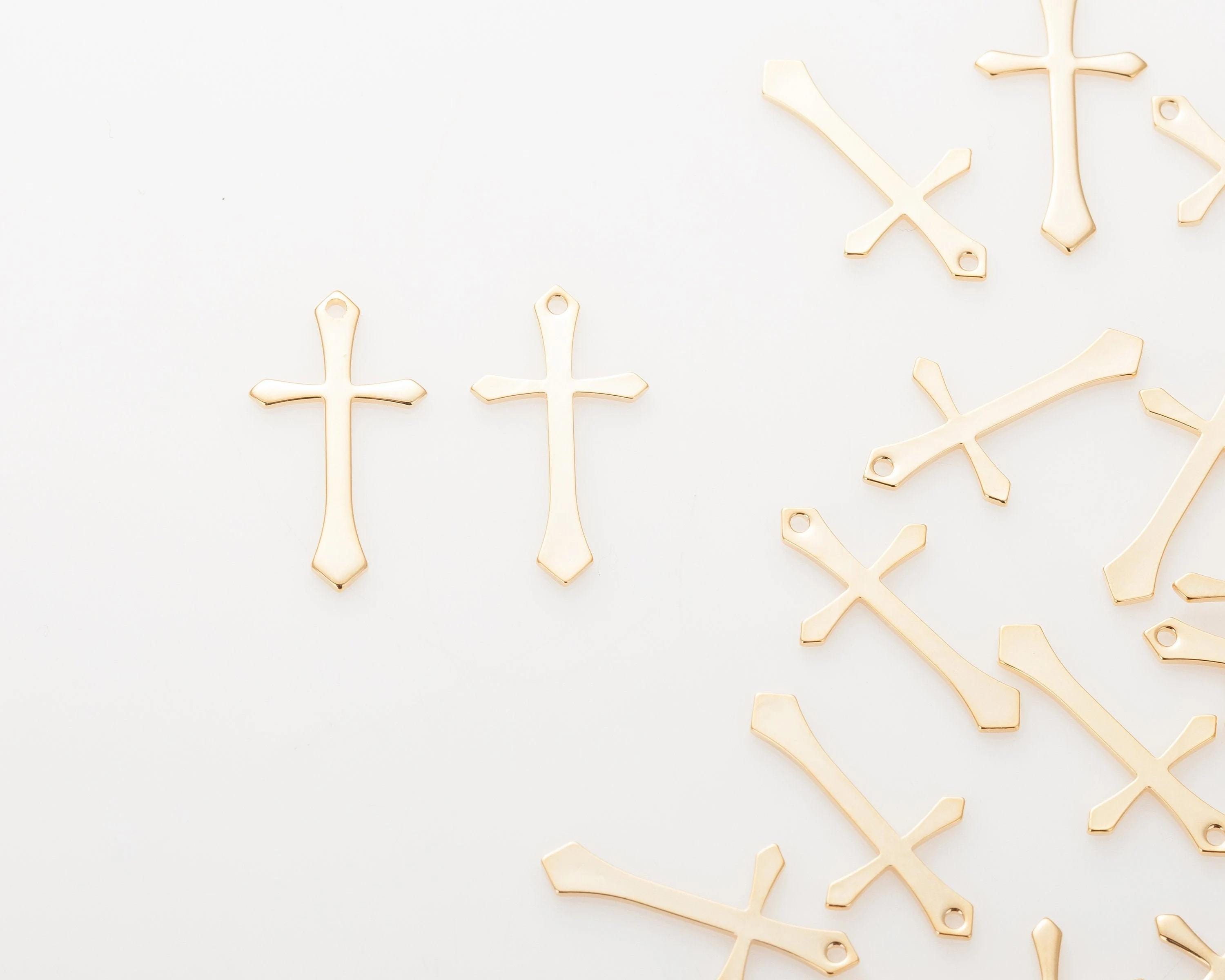 4PCS - Cross Pendant, Cross Charm, Rosary Charm Making Necklace