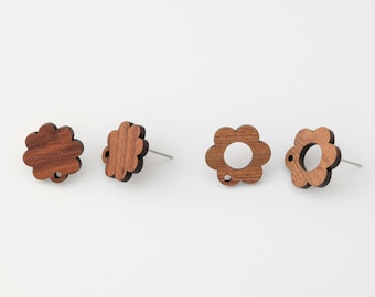 10 STÜCKE - Blumen Form Holz Ohrringe, Ohrdraht, Holz Ohrstecker, DIY Schmuck Zubehör Bastelbedarf, Bar Holz Ohrstecker [wd0006]
