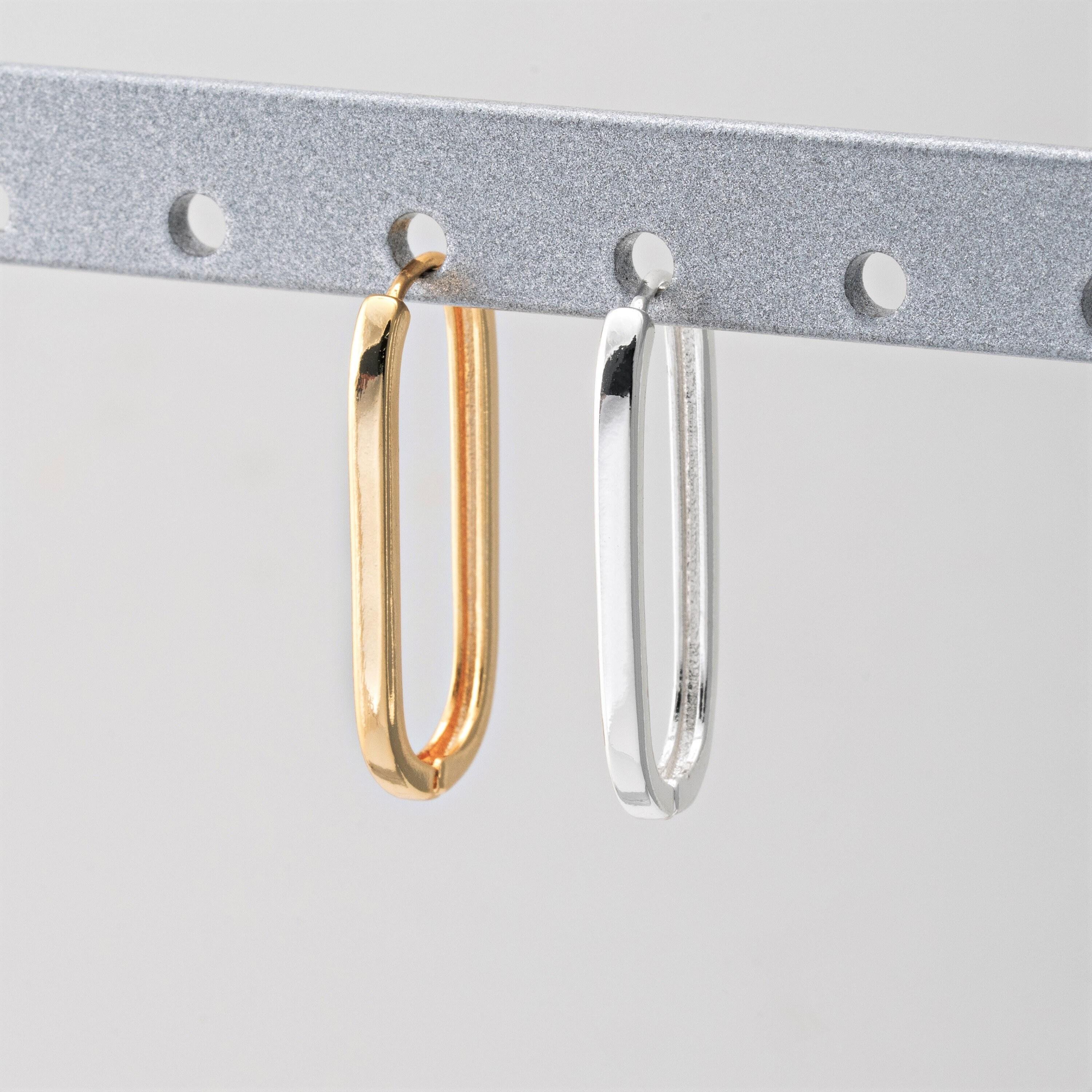 SERYNOW Orecchini A Perno Rettangolari Oro – Geometrici Minimalisti – 18x30 Mm – In Acciaio Inox Ipoallergenico - 3