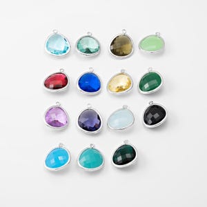 1PC - Colorful Glass Pendant (Large), Glass charm, Teardrop Pendant for Necklace, Rhodium Plated [G0001L-PR]