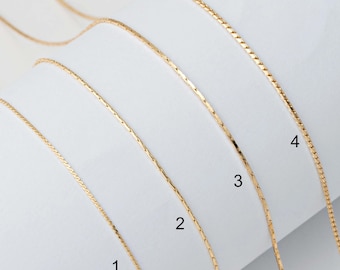 1PC - 16 "+ 2" dünne Schlange fertig Kettenhalskette , Schlauchform Gliederkette, Minimalist Gold Halskette , Echt 14K Gold überzogen [NT0072-PG]