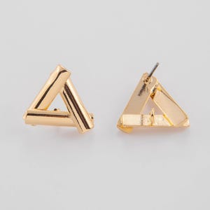 2PCS - Gold l triangle post  Earring, Gold triangle posts Stud Earrings, Post earrings,  Real 14K Gold Plated [E0508-PG]