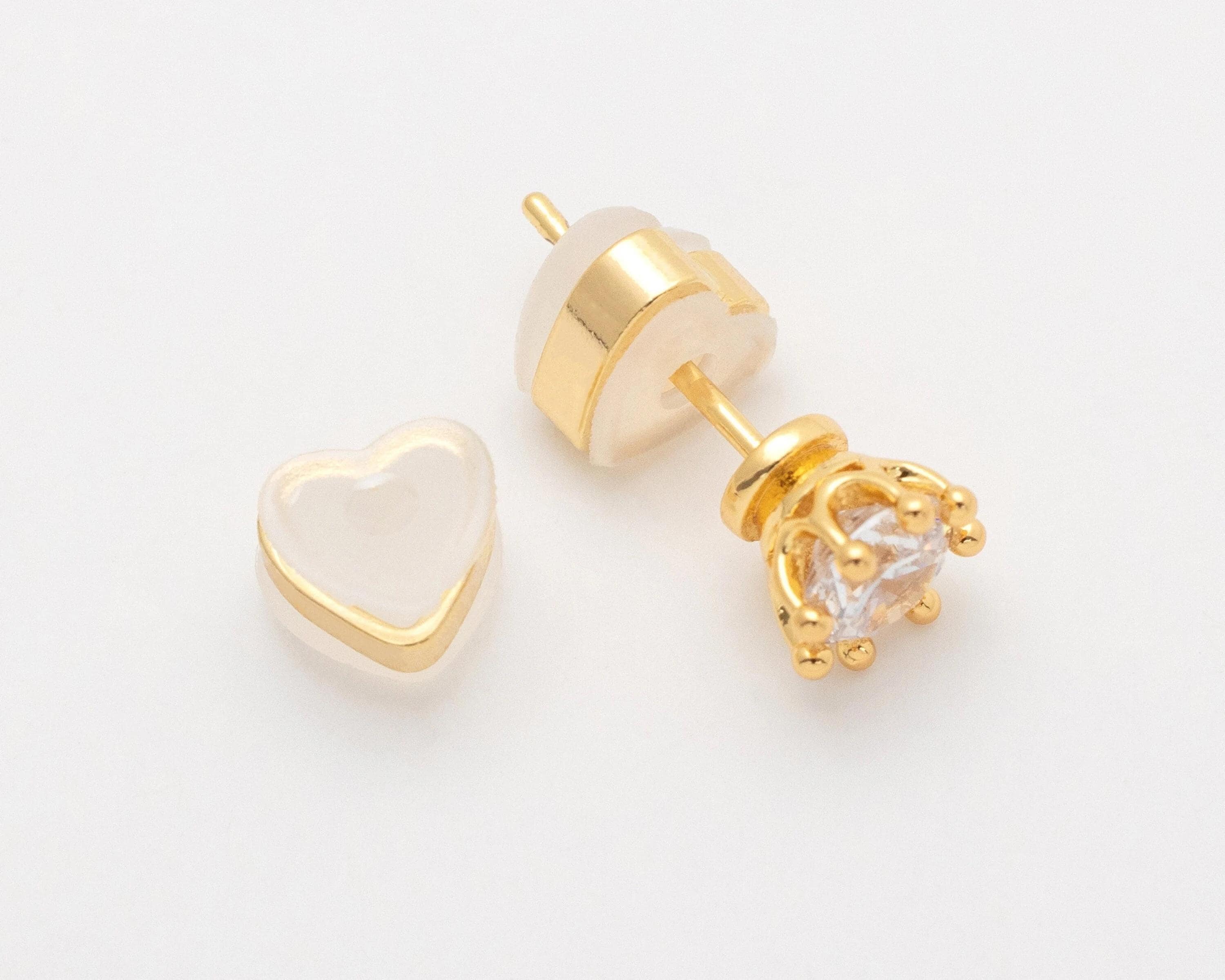 10PCS - Heart Earring Backs, Earring Backs, Ear Nuts, Earring Stopper, Silicone Ear Clutch, Safety Backs, Heart Rubber Earring Back [CB0221]