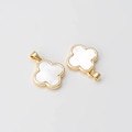 1PC - Clover Mother of Pearl Dangle Charm for Necklace, Mother of Pearl Cross Pendant, Real 14K Gold Plated [PJ0015-PG] product logo