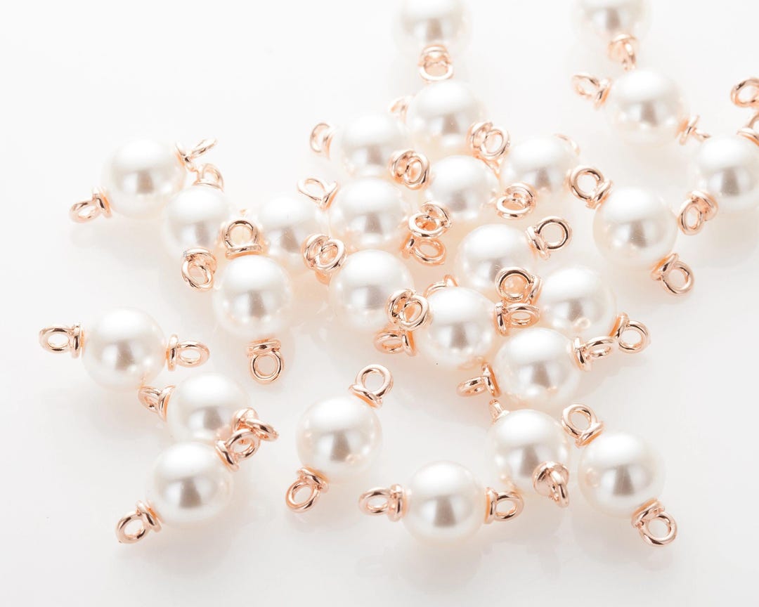 4PCS - 8mm, 10mm Pearl Dangle Connector, Round Connector, Jewelry Charm ...