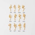 4PCS - Birth Flower Connector, Gold Floral Dangle Charms For Bracelet Making, Personalized Necklace Pendant, Real 14K Gold Plated [C0369-PG] product logo