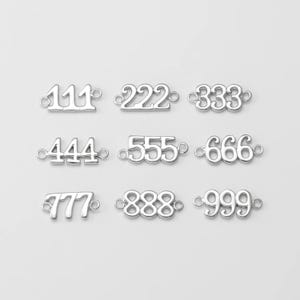 2 peças - Conector de pulseira de ouro com número de anjo, número da sorte, 000, 111, 222, 333, 444, 555, 666, 777, 888, 999, banhado a ródio [C0557-PR]