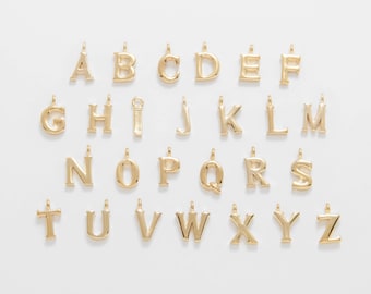 4PCS -  A to Z Alphabet Charms, Initial Charm, Gold Letter Pendants, Jewelry Making, Jewelry Suppliers, Real 14K Gold Plated [P0331-PG]
