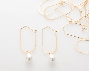 2 piezas - Pendientes de gancho con alambre, oro de 14 quilates y rodio [H0046]