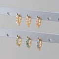 2PCS - 12mm Opal Pearl Turquoise Hoops, Minimalist Dangle One Touch Earrings, Huggie Hoops, Real 14K Gold Plated [E0524-PGJR]