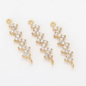 1PC - Long Bar Connector, Zigzag Dangle Connector, Necklace Making, Real 14K Gold & Rhodium Plated [C0228-PG]