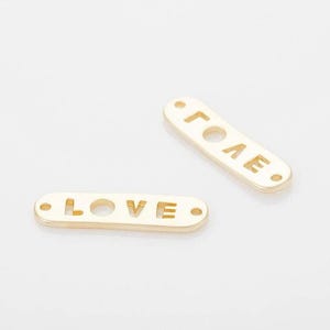 2PCS - The &quot;Love&quot; Connector, lOVE Letter Connector, Jewelry Making, Real 14K Gold & Rhodium Plated [C0102]