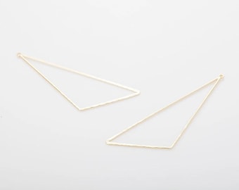 2PCS - Geometric Charm, Pendant, Earring Component, 14K Gold & Rhodium Tone [P0584]