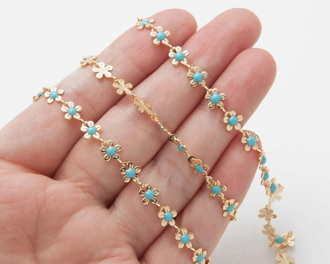50CM - Turquoise Flower Chain, Flower Chain, Jewelry Supplies, Craft ...