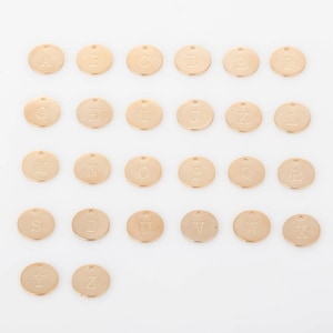 4PCS - A~Z Alphabet, Initial, Letter, Coin. Brass pendant, Making jewelry, Real 14K Gold Plated [P0651-PG]