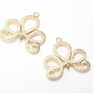 1PC - Cloud Scroll Connector Pendant for Necklace Bracelet, Textured Loop Charm, 14K Matte Gold & Matte Rhodium Plated [C0001]
