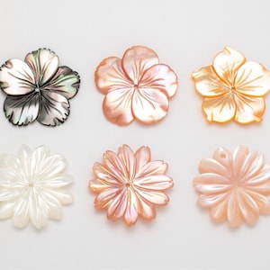1PC - 20mm Mother Of Pearl Flower Beads, Shell Flower Beads, Center Drilled Carved 3D Shell Flowers Bead, Natural Shell Charms [MP0006]