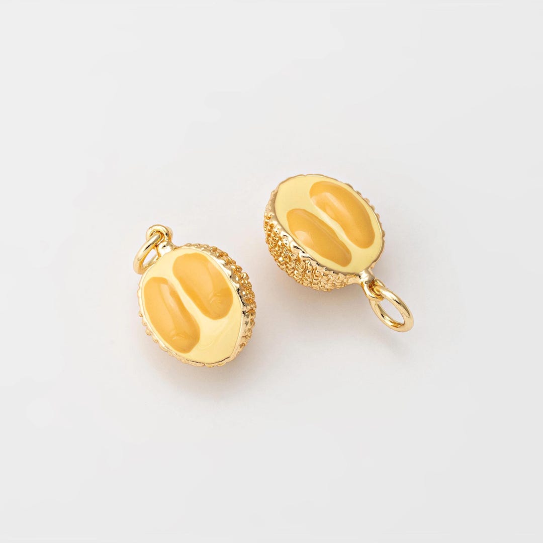 1PC - Durian Fruit Charm, Yellow Enamel Tropical Pendant for Necklace ...