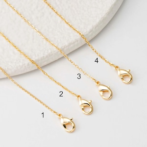 Puede incluir: Cuatro extensores de cadena de oro de diferentes longitudes, numerados del 1 al 4. Cada extensor tiene un cierre de langosta.