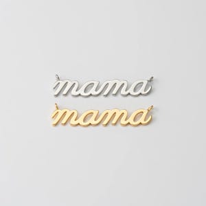 2 STÜCK - Muttertag Schmuck MAMA Brief Bar Connector, zierliches Respekt Geschenk für Mutter Brief Anhänger, echtes 14K Gold & rhodiniert [C0539]