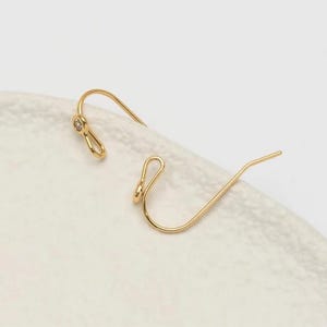 4PCS - CZ Ear Wire Hooks, Gold Earring Findings with Tiny Cubic for DIY Jewelry Making, Real 14K Gold Plated [H0028-PG]