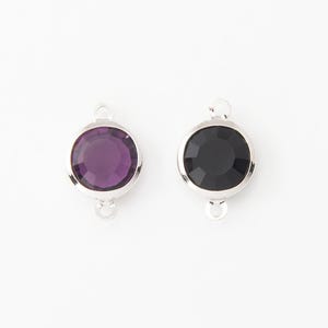 1PC - Round Glass Charms, Glass Connector, Clear Connector, Jewelry Making, Rhodium Plated [G0338-PR]