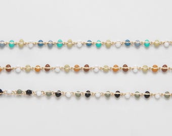 30CM - 5 Color Chain , gold color bead Chain Jewelry Supplies,bead gold  Chain, 14K Polished Gold Plated over Brass [CH0280-PG]