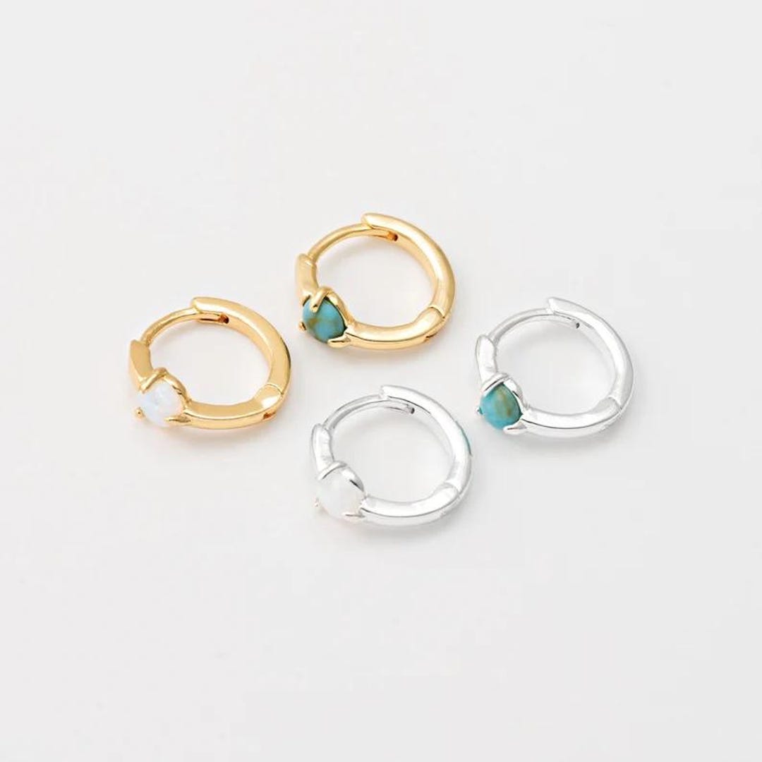 Farrah B Opal Huggie Hoops