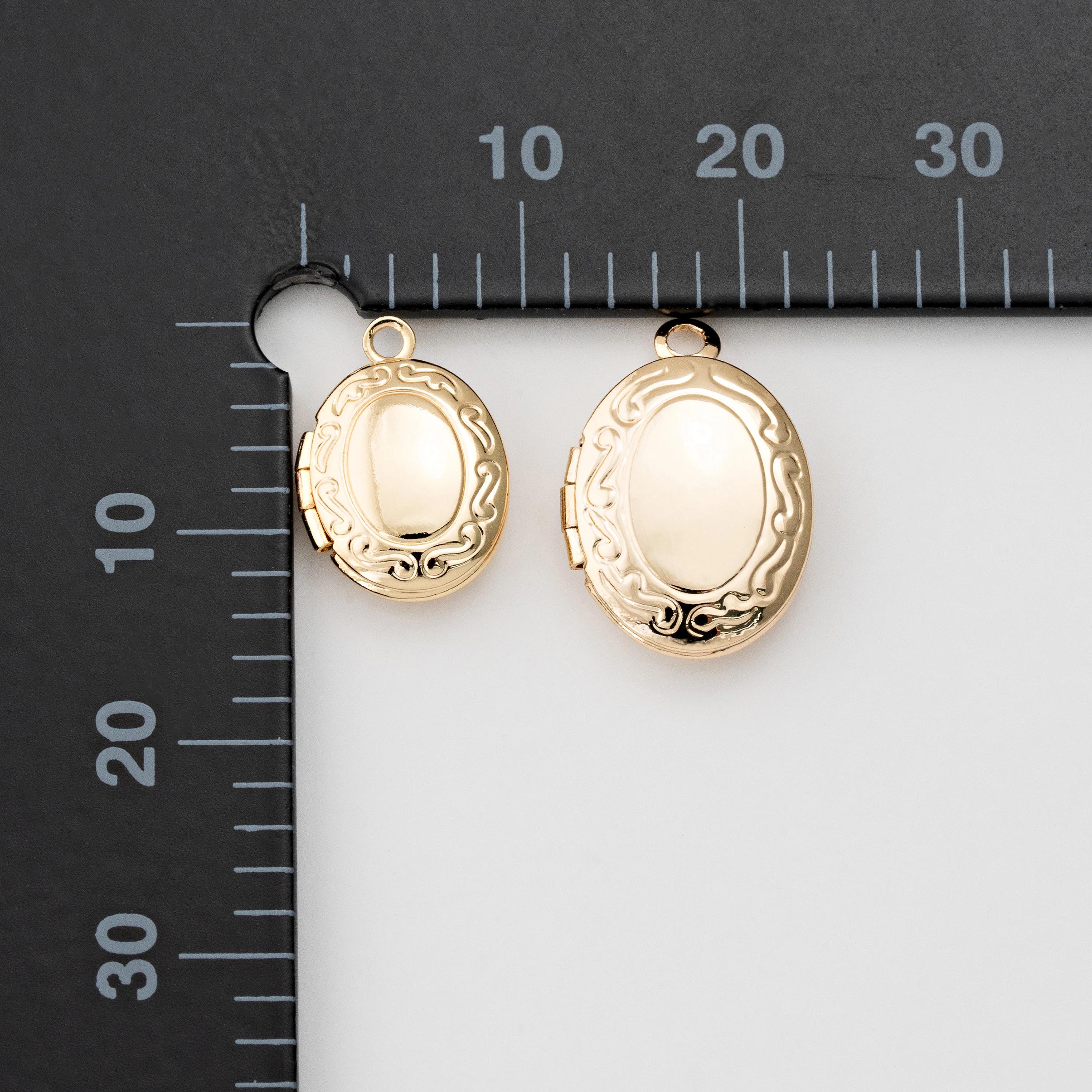 2PCS - Oval Locket Charm, Gold Locket Dangle Pendant, Minimalist ...