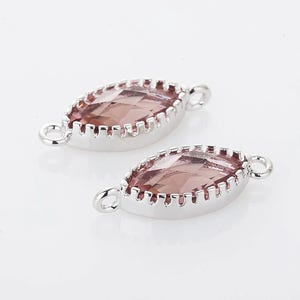 2PCS - Red Bean Glass Connector, Pendant Polished Rhodium - Plated [G0245-PRRDB]