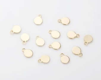 10PCS - Stamping Coin, 4mm Round stamping Pendant Charm, 14K Polished Gold & Rhodium Silver Tone [ST0034]