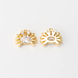 2PCS - Tiny Crab Dangle Charms, Gold Swimming Crab Pendant, Ocean Animal Charm, Jewelry Making, Real 14K Gold Plated [P1566-PG]