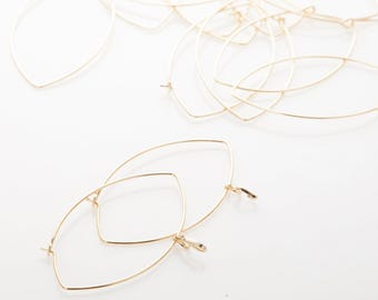 2 piezas - Pendientes de gancho con alambre, oro de 14 quilates y rodio [H0078]