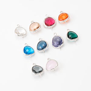 2PCS - Teardrop Shape Glass Connector, Earring Glass Jewelry Making, Rhodium Plated [G0084-PR]