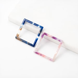 2PCS - Tortoise Pendant Cellulose Acetate, 29 X 29 Connector charms, Resin Acrylic pendant [AT0004]