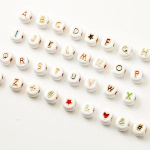 1PC - Alphabet Beads, letter beads, ABC Beads  White Color Acrylic Beads with Letters, Enamel Beads, A-Z Letter Beads, Spacer Beads [CB0175]