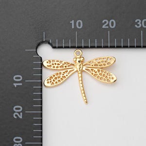 1PC - Dragonfly Reptile Dangle Pendant, Dragonfly Animal Charm, Jewelry Making, Real 14K Gold Plated [P0557-PG]