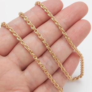 1 Meter - Rope Chain , Chunky Twisted Chain Necklace ,Craft Supplies, 2.75mm, 14K Polished Gold Plated over Brass [CH0259-PG]