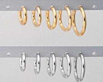 2PCS - 10mm 12mm 14mm 16mm 20mm 316 stainless steel earrings, Huggie Hoops, 3mm thickness, High quality Vacuum Plated [H0099(3)]