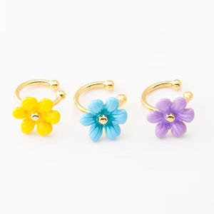 1PC - Flower Ear Cuff, Dainty Ear Cuff, Flower Point Ear Cuff, Gold Ear Cuff, Enamel Ear Cuffs, Gift For Her,Real 14K Gold Plated [E0690-PG]