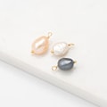 4PCS - Fresh water pearl charms, Baroque pearl charms, pearl charm Necklace Pendant, Real 14K Gold & Rhodium Plated [P1375]