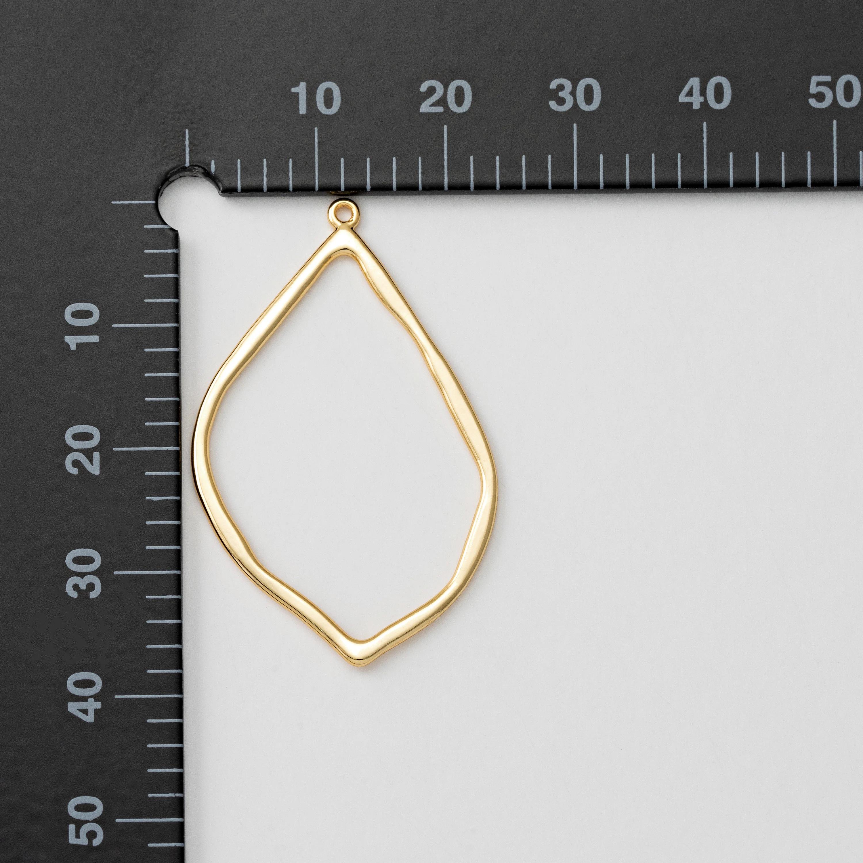 2PCS - Filigree Leaf Pendant, Brass Line Dangle Charms for Earring ...