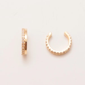 2PCS - CZ Ear Cuffs, Dainty Ear Cuffs, Dainty Hoops, Cartilage Ear Cuff, Gold Plated Earrings, Real 14K Gold Plated [E0643-PG]