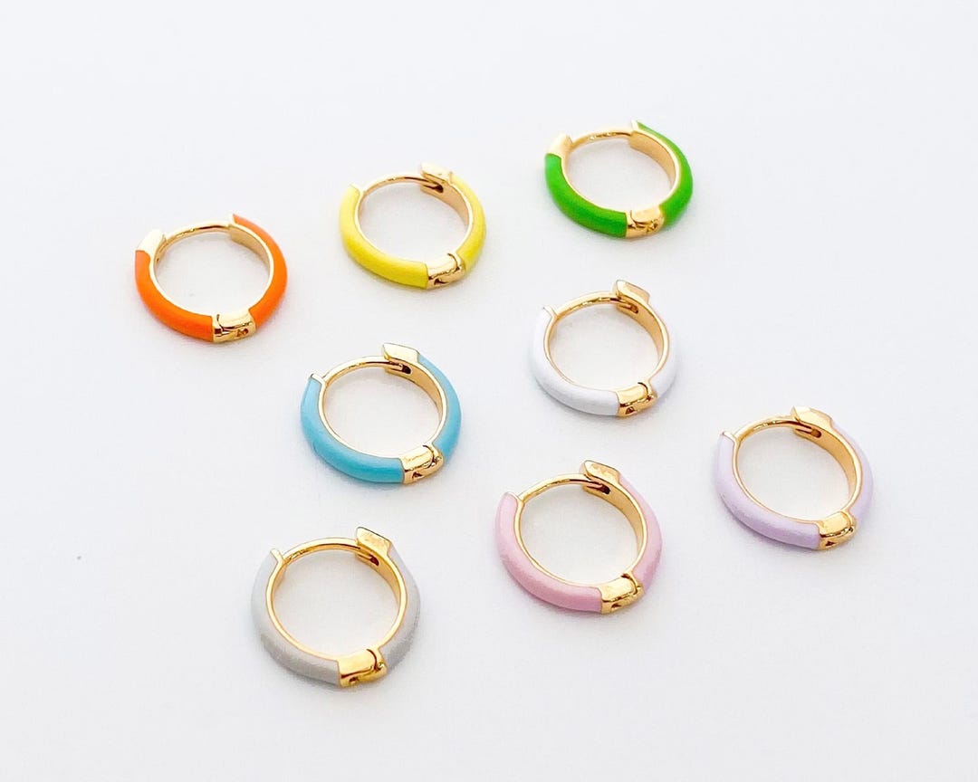 ピアス Round Hoop One Touch Earrings #7114 4pcs Real Gold Plated One Touch Earring, Thick Round Hoop