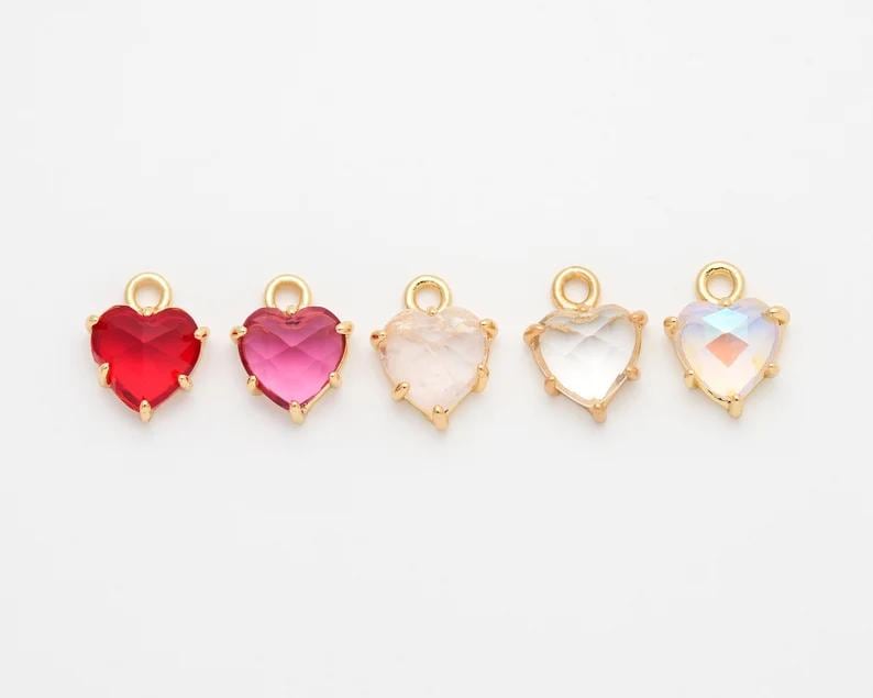 Boucles D'oreilles Clou Cœur Love Cristal Rubis Couleur Argent - Style Rétro, Occasion état Impeccable