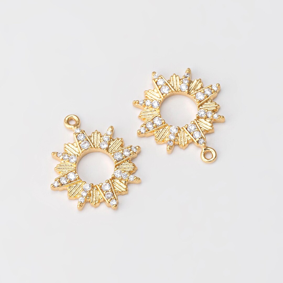 2PCS - Round Star Dangle Charms, Sun Ray Pendants, Jewelry Making ...