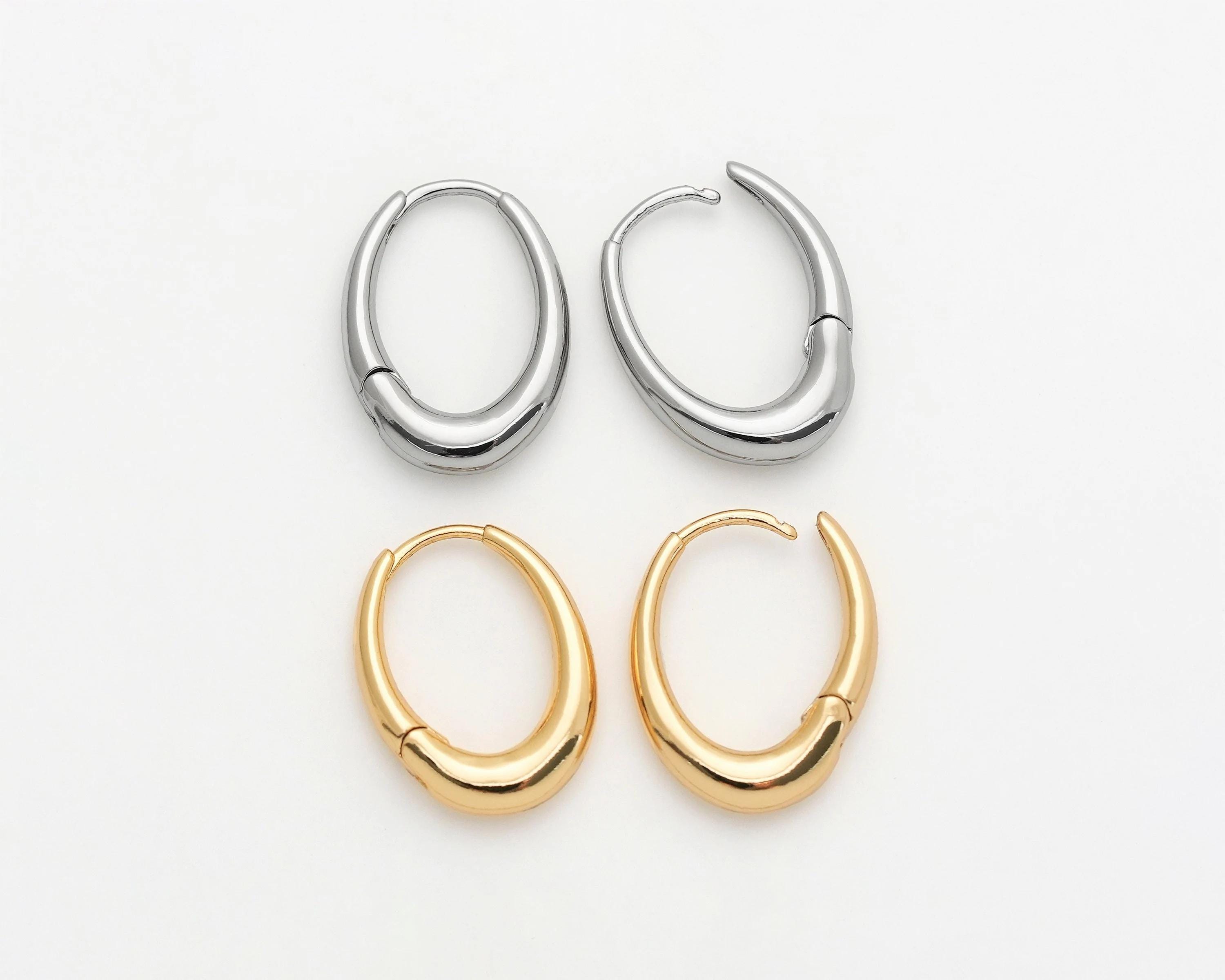Solid 925 Sterling Silver Vintage Patterned Oval Creole Hoop Earrings